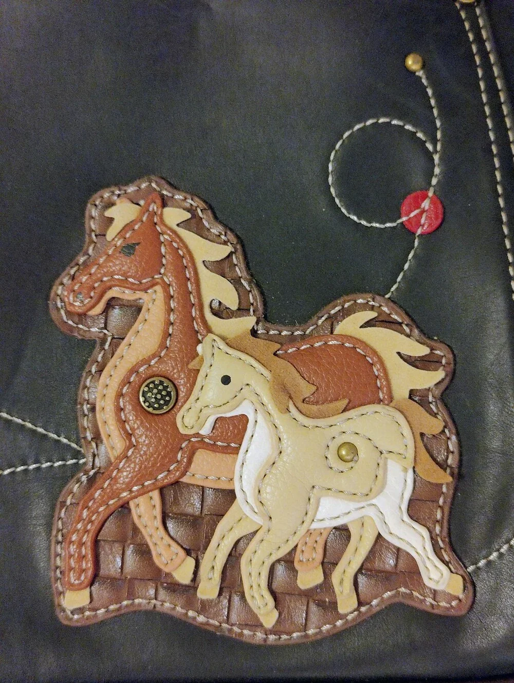 CHALA Convertible Backpack Purse Horse Family Faux Leather